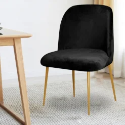 Dining Chair Cover Stretch Velvet Upholstered Side Dining Chair Cover Slipcover Burgundy Red Curved Back Mid Century Accent Dining Chair Covers for Kitchen Living Room