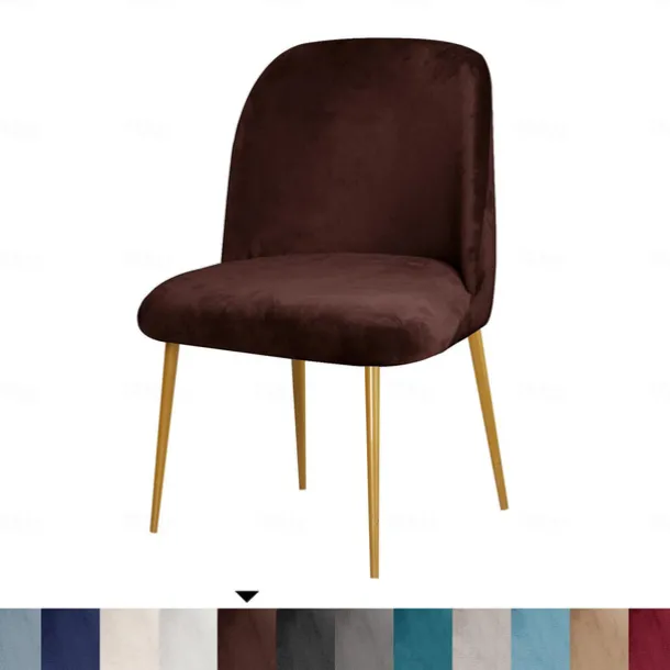 Dining Chair Cover Stretch Velvet Upholstered Side Dining Chair Cover Slipcover Burgundy Red Curved Back Mid Century Accent Dining Chair Covers for Kitchen Living Room