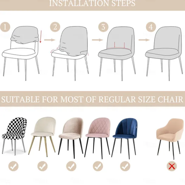 Dining Chair Cover Stretch Velvet Upholstered Side Dining Chair Cover Slipcover Burgundy Red Curved Back Mid Century Accent Dining Chair Covers for Kitchen Living Room