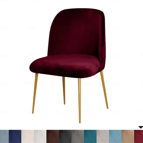 Dining Chair Cover Stretch Velvet Upholstered Side Dining Chair Cover Slipcover Burgundy Red Curved Back Mid Century Accent Dining Chair Covers for Kitchen Living Room