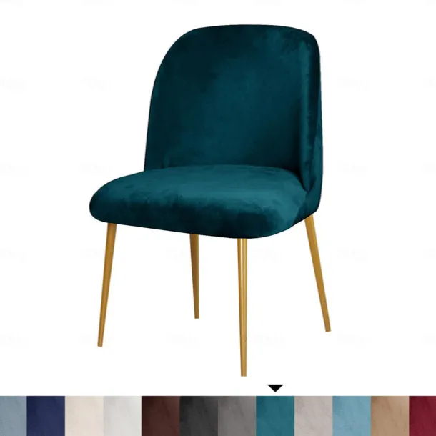 Dining Chair Cover Stretch Velvet Upholstered Side Dining Chair Cover Slipcover Burgundy Red Curved Back Mid Century Accent Dining Chair Covers for Kitchen Living Room