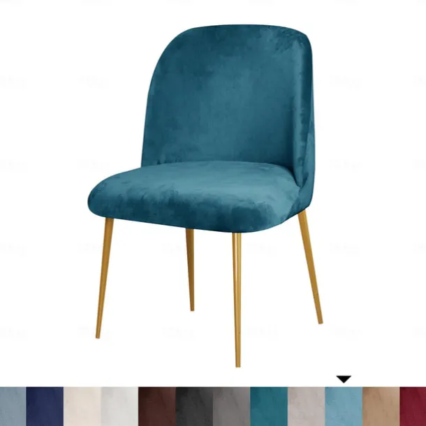 Dining Chair Cover Stretch Velvet Upholstered Side Dining Chair Cover Slipcover Burgundy Red Curved Back Mid Century Accent Dining Chair Covers for Kitchen Living Room