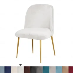 Dining Chair Cover Stretch Velvet Upholstered Side Dining Chair Cover Slipcover Burgundy Red Curved Back Mid Century Accent Dining Chair Covers for Kitchen Living Room