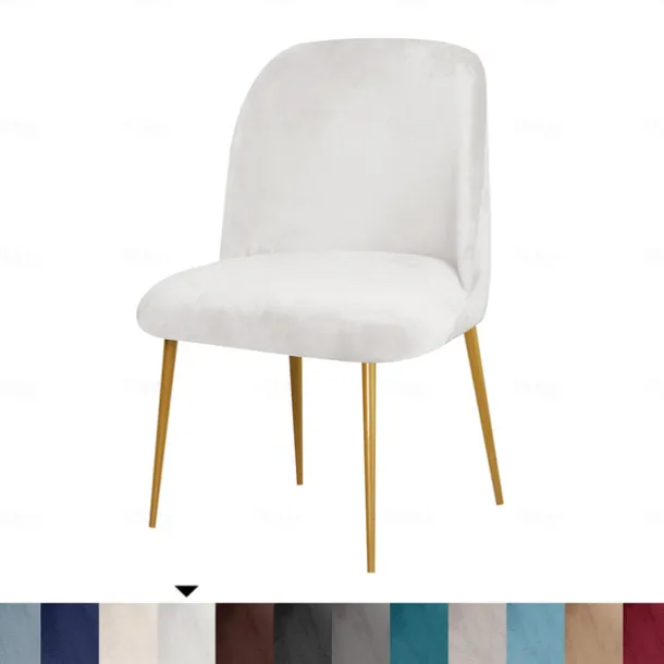 Dining Chair Cover Stretch Velvet Upholstered Side Dining Chair Cover Slipcover Burgundy Red Curved Back Mid Century Accent Dining Chair Covers for Kitchen Living Room