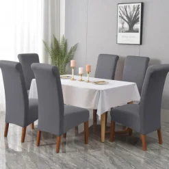 Dining Chair Covers, Burgundy Stretch Chair Cover, Spandex High Back Chair Protector Covers Seat Slipcover with Elastic Band for Dining Room,Wedding