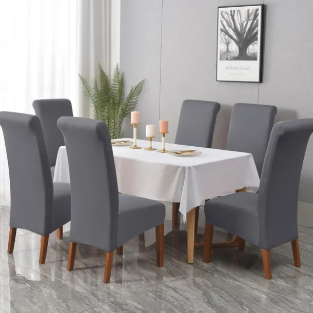 Dining Chair Covers, Burgundy Stretch Chair Cover, Spandex High Back Chair Protector Covers Seat Slipcover with Elastic Band for Dining Room,Wedding