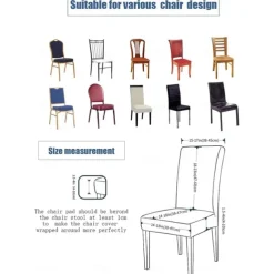 Dining Chair Covers, Stretch Chair Cover Removable Washable Chair Slipcover Dining Room Solid Color Little Plaid with Skirt Banquet Chair Covers Polyester