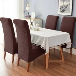 Dining Chair Covers, Stretch Chair Cover Black Green Spandex Jacquard Burgundy Red High back Chair Protector Covers Seat Slipcover with Elastic Band for Dining Room,Wedding, Ceremony, Banquet