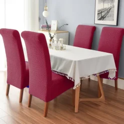 Dining Chair Covers, Stretch Chair Cover Black Green Spandex Jacquard Burgundy Red High back Chair Protector Covers Seat Slipcover with Elastic Band for Dining Room,Wedding, Ceremony, Banquet