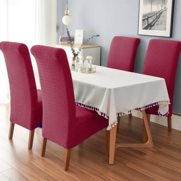 Dining Chair Covers, Stretch Chair Cover Black Green Spandex Jacquard Burgundy Red High back Chair Protector Covers Seat Slipcover with Elastic Band for Dining Room,Wedding, Ceremony, Banquet