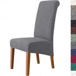 Dining Chair Covers, Stretch Chair Cover Black Green Spandex Jacquard Burgundy Red High back Chair Protector Covers Seat Slipcover with Elastic Band for Dining Room,Wedding, Ceremony, Banquet