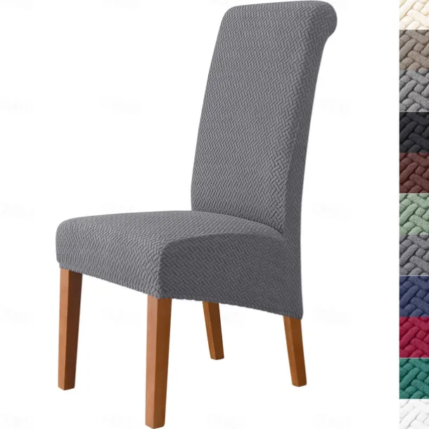 Dining Chair Covers, Stretch Chair Cover Black Green Spandex Jacquard Burgundy Red High back Chair Protector Covers Seat Slipcover with Elastic Band for Dining Room,Wedding, Ceremony, Banquet