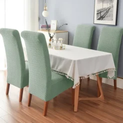 Dining Chair Covers, Stretch Chair Cover Black Green Spandex Jacquard Burgundy Red High back Chair Protector Covers Seat Slipcover with Elastic Band for Dining Room,Wedding, Ceremony, Banquet