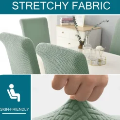 Dining Chair Covers, Stretch Chair Cover Black Green Spandex Jacquard Burgundy Red High back Chair Protector Covers Seat Slipcover with Elastic Band for Dining Room,Wedding, Ceremony, Banquet