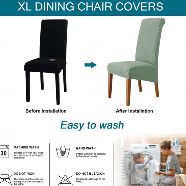 Dining Chair Covers, Stretch Chair Cover Black Green Spandex Jacquard Burgundy Red High back Chair Protector Covers Seat Slipcover with Elastic Band for Dining Room,Wedding, Ceremony, Banquet