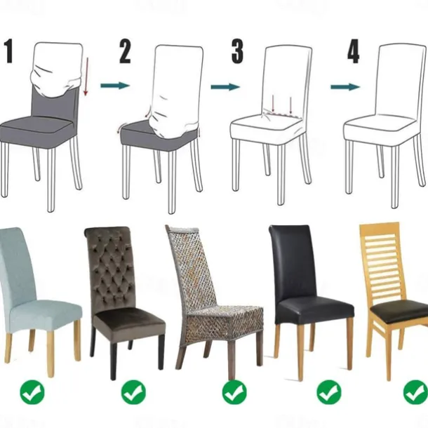 Dining Chair Covers, Stretch Chair Cover Black Green Spandex Jacquard Burgundy Red High back Chair Protector Covers Seat Slipcover with Elastic Band for Dining Room,Wedding, Ceremony, Banquet