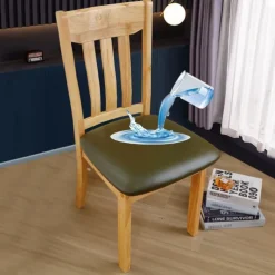 Dining Chair Seat Covers Waterproof Seat Slipcover PU leather Seat Covers Chairs Removable Chair Seat Cushion Cover