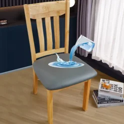 Dining Chair Seat Covers Waterproof Seat Slipcover PU leather Seat Covers Chairs Removable Chair Seat Cushion Cover