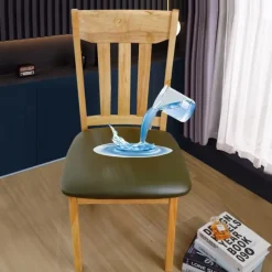 Dining Chair Seat Covers Waterproof Seat Slipcover PU leather Seat Covers Chairs Removable Chair Seat Cushion Cover