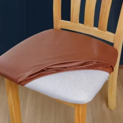 Dining Chair Seat Covers Waterproof Seat Slipcover PU leather Seat Covers Chairs Removable Chair Seat Cushion Cover
