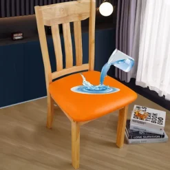 Dining Chair Seat Covers Waterproof Seat Slipcover PU leather Seat Covers Chairs Removable Chair Seat Cushion Cover