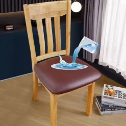 Dining Chair Seat Covers Waterproof Seat Slipcover PU leather Seat Covers Chairs Removable Chair Seat Cushion Cover