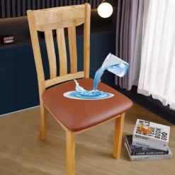 Dining Chair Seat Covers Waterproof Seat Slipcover PU leather Seat Covers Chairs Removable Chair Seat Cushion Cover