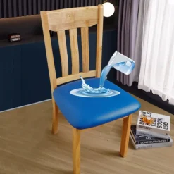 Dining Chair Seat Covers Waterproof Seat Slipcover PU leather Seat Covers Chairs Removable Chair Seat Cushion Cover