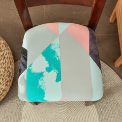 Dining Chair Seat Covers Stretch Printed Chair Seat Covers Set of 2 Removable Washable Upholstered Chair Seat Protector Cushion Slipcovers for Kitchen Office