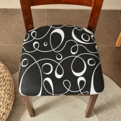 Dining Chair Seat Covers Stretch Printed Chair Seat Covers Set of 2 Removable Washable Upholstered Chair Seat Protector Cushion Slipcovers for Kitchen Office