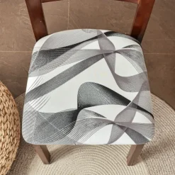 Dining Chair Seat Covers Stretch Printed Chair Seat Covers Set of 2 Removable Washable Upholstered Chair Seat Protector Cushion Slipcovers for Kitchen Office