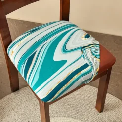 Dining Chair Seat Covers Stretch Printed Chair Seat Covers Set of 2 Removable Washable Upholstered Chair Seat Protector Cushion Slipcovers for Kitchen Office