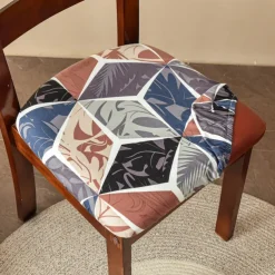 Dining Chair Seat Covers Stretch Printed Chair Seat Covers Set of 2 Removable Washable Upholstered Chair Seat Protector Cushion Slipcovers for Kitchen Office