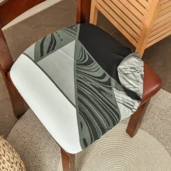 Dining Chair Seat Covers Stretch Printed Chair Seat Covers Set of 2 Removable Washable Upholstered Chair Seat Protector Cushion Slipcovers for Kitchen Office