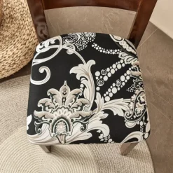 Dining Chair Seat Covers Stretch Printed Chair Seat Covers Set of 2 Removable Washable Upholstered Chair Seat Protector Cushion Slipcovers for Kitchen Office