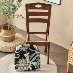 Dining Chair Seat Covers Stretch Printed Chair Seat Covers Set of 2 Removable Washable Upholstered Chair Seat Protector Cushion Slipcovers for Kitchen Office