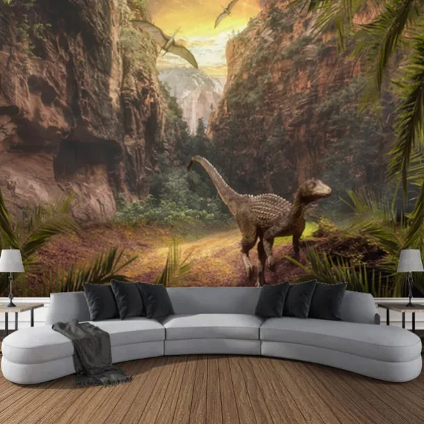Dinosaur Ancient Forest Wall Tapestry Animal Art Decor Photograph Backdrop Blanket Curtain Hanging Home Bedroom Living Room Decoration