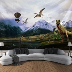 Dinosaur Ancient Forest Wall Tapestry Animal Art Decor Photograph Backdrop Blanket Curtain Hanging Home Bedroom Living Room Decoration