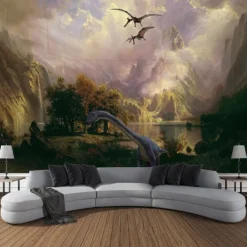 Dinosaur Ancient Forest Wall Tapestry Animal Art Decor Photograph Backdrop Blanket Curtain Hanging Home Bedroom Living Room Decoration