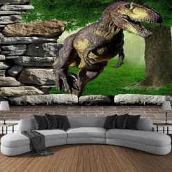 Dinosaur Ancient Forest Wall Tapestry Animal Art Decor Photograph Backdrop Blanket Curtain Hanging Home Bedroom Living Room Decoration