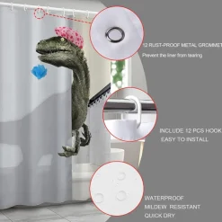 Dinosaur Shower Curtain Set 180cm*180cm(70
