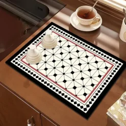 Dish Drying Mat for Kitchen Coffee Bar, Absorbent Quick-drying Reversible Dish Mat