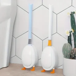 Diving Duck Toilet Brush, Silicone Non-dead Plastic Long Handle With Base, Household Bathroom Soft Brush, Squat Toilet Cleaning Brush, Cleaning Supplies, Cleaning Tool