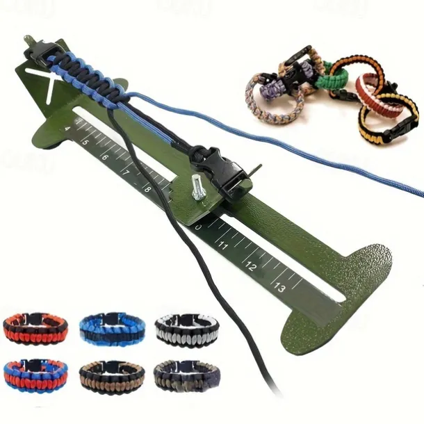 DIY Paracord Metal Weaving Frame - Handmade Outdoor Leisure Bracelet Maker Tool - Includes 2 Random Color Ropes