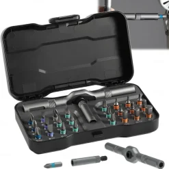 DIY Screwdriver 24 in 1 2025 New 24 in 1 Multi-bit Magnetic Screwdriver Set, Magnetic Screwdriver Set, Multi-purpose Ratchet Wrench Screwdriver S2 Magnetic Drill Bit, Removable T Ratchet Handle