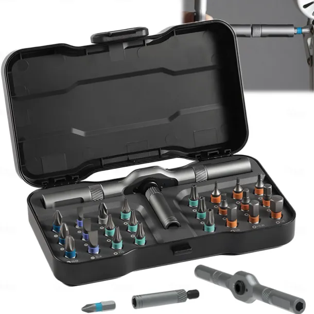 DIY Screwdriver 24 in 1 2025 New 24 in 1 Multi-bit Magnetic Screwdriver Set, Magnetic Screwdriver Set, Multi-purpose Ratchet Wrench Screwdriver S2 Magnetic Drill Bit, Removable T Ratchet Handle