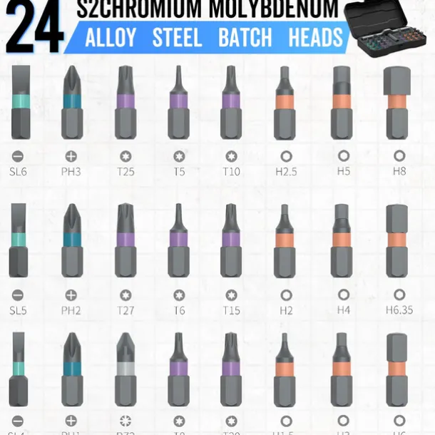 DIY Screwdriver 24 in 1 2025 New 24 in 1 Multi-bit Magnetic Screwdriver Set, Magnetic Screwdriver Set, Multi-purpose Ratchet Wrench Screwdriver S2 Magnetic Drill Bit, Removable T Ratchet Handle