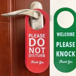 Do Not Disturb Sign Door Hanger Sign PU Leather Welcome Please Knock Sign Ideal for Offices Clinics Law Firms Hotels or during Therapy Massage Spa Counseling Sessions