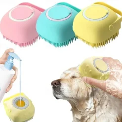 Dog Bath Brush, Softness Silicone Pet Brush For Dog & Cat, Dog Hair Massage Bath Brush With Shower Gel Dispenser