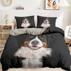 Dog Graphic Prints Duvet Cover Set 100% Cotton Soft and Comfortable Bedding Set with Fun Dog Print Cozy and Stylish Perfect for Dog Lovers Bedroom Decor Easy Care and Machine Washable